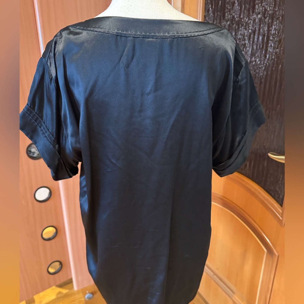 DVF Diane von Furstenberg satin 100% silk blouse shirt Sz 14 - Picture 12 of 16